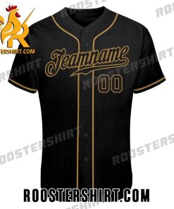 Quality Custom Black Black-Old Gold Authentic Skull Baseball Jersey Gift for MLB Fans