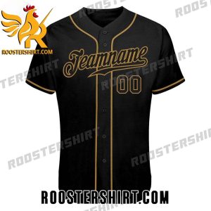 Quality Custom Black Black-Old Gold Authentic Skull Baseball Jersey Gift for MLB Fans