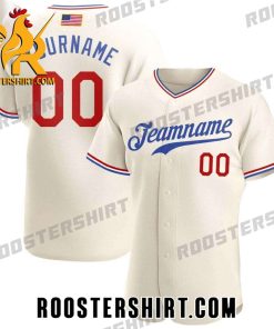 Quality Custom Cream Red-Royal American Flag Baseball Jersey Gift for MLB Fans