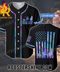 Quality Custom Hologram America Flag Baseball Jersey Gift for MLB Fans