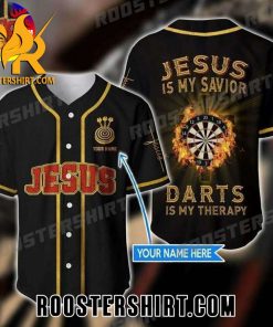 Quality Custom Jesus Dart Is My Therapy Baseball Jersey Gift for MLB Fans