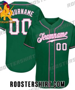 Quality Custom Kelly Green White Pink Baseball Jersey Gift for MLB Fans