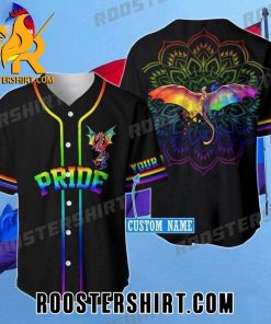 Quality Custom LGBT Pride Dragon Mandala Baseball Jersey Gift for MLB Fans