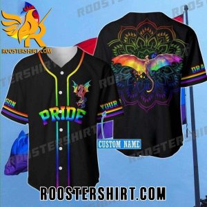 Quality Custom LGBT Pride Dragon Mandala Baseball Jersey Gift for MLB Fans