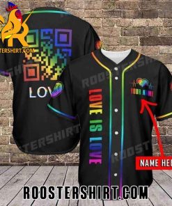 Quality Custom LGBT QR Love Is Love Baseball Jersey Gift for MLB Fans