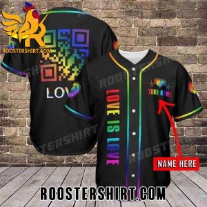 Quality Custom LGBT QR Love Is Love Baseball Jersey Gift for MLB Fans