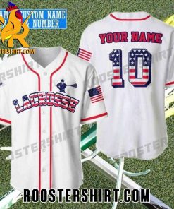 Quality Custom Lacrosse USA Flag Baseball Jersey Gift for MLB Fans