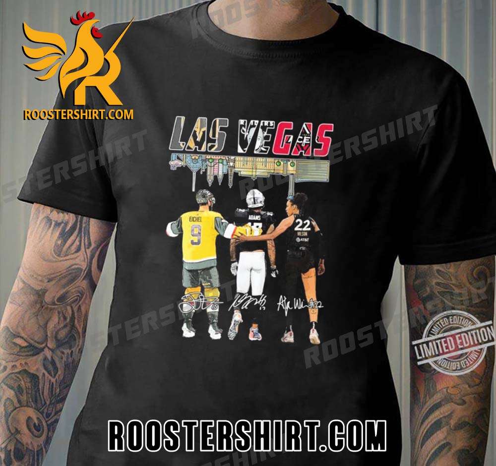Quality Las Vegas Skyline Sports Teams With Vegas Golden Knights NHL Champions 2023 Unisex T-Shirt