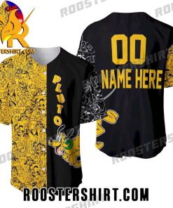 Quality Pluto Dog Pattern Black Yellow Disney Custom Baseball Jersey Gift for MLB Fans