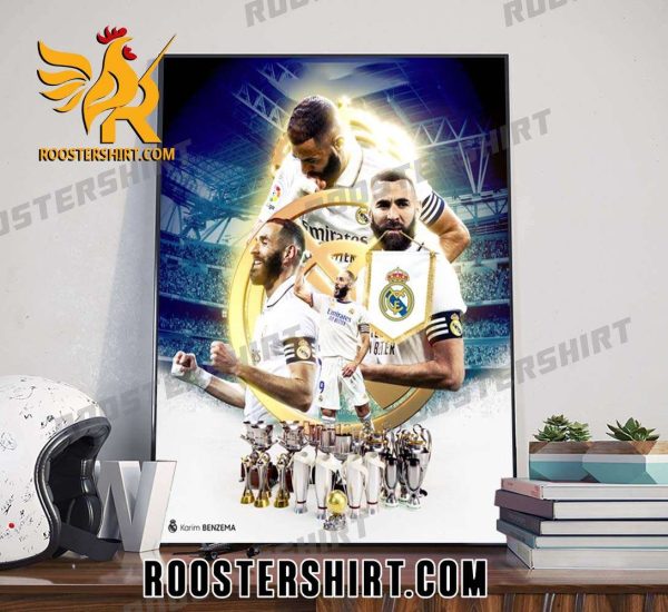 Real Madrid Karim Benzema Legend Trophy Cup Champions Poster Canvas