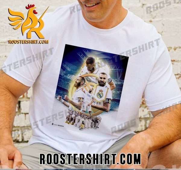 Real Madrid Karim Benzema Legend Trophy Cup Champions T-Shirt