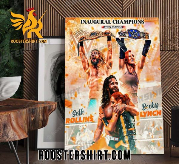 Seth Rollins And Becky Lynch Inaugural Champions Poster Canvas