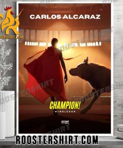 Carlos Alcaraz Wimbledon Champion 2023 Art Style Poster Canvas