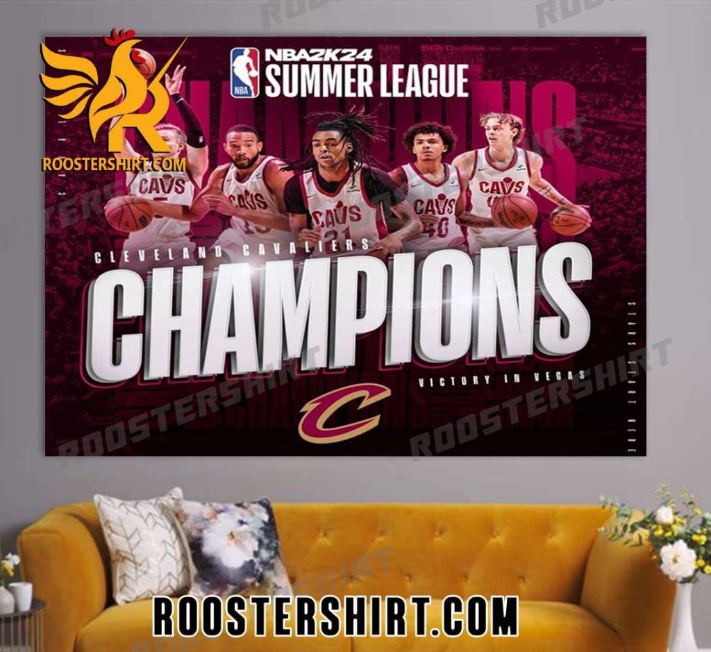 Cleveland Cavaliers Champions Victory In Vegas NBA 2k24 Summer League Poster Canvas