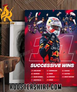 Congratulations Max Verstappen Champions 11 wins in a row Red Bull Racing Poster Canvas