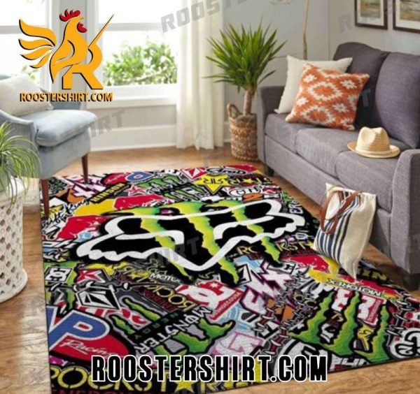 Monster Energy Fox Logo And Famous Brand Rug Home Decor