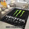 Monster Energy Logo Pattern Black Background Rug Home Decor