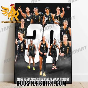 Congrats Las Vegas Aces 30 Wins Most Regular Season Wins In WNBA History Poster Canvas