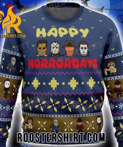 Happy Horrordays Character Halloween Horror Movie Pixel Style Ugly Sweater