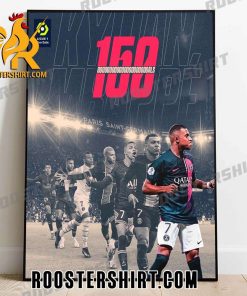 Kylian Mbappe completes 150 Ligue 1 goals for PSG Poster Canvas