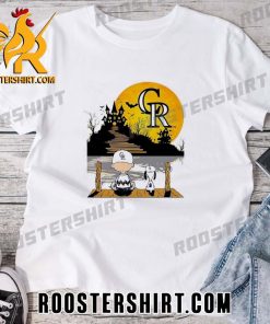 Quality Peanuts Snoopy Charlie Brown Colorado Rockies Sitting Under Moon Halloween Unisex T-Shirt