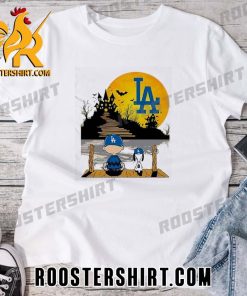 Quality Peanuts Snoopy Charlie Brown Los Angeles Dodgers Sitting Under Moon Halloween Unisex T-Shirt