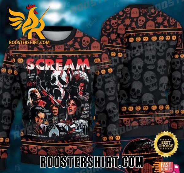 Scream Movie Characters Horror Ghost Halloween Ugly Sweater