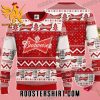 Budweiser Beer Logo Ugly Christmas Sweater With Red White Color