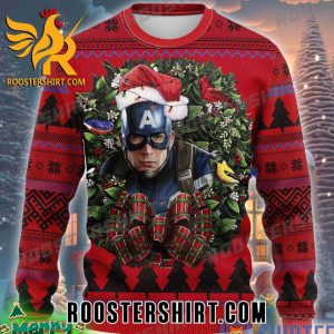 Captain American Santa Hat Marvel Ugly Sweater Gift For Thanksgiving Holidays
