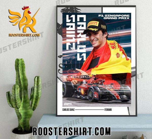 Carlos Sainz dominates the F1 Singapore Grand Prix 2023 Poster Canvas