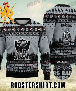 Davante Adams 17 Signature Just Win Baby Las Vegas Raiders Ugly Sweater