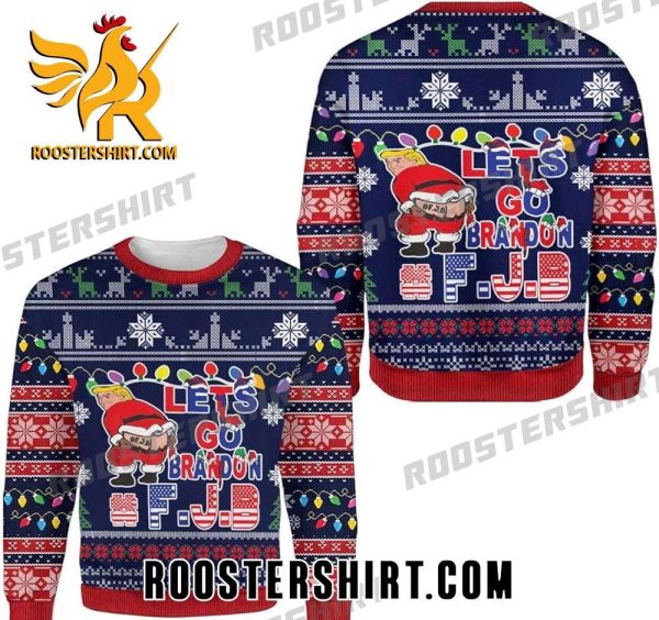 Funny Donald Trump FJB Lets Go Brandon Ugly Christmas Sweater