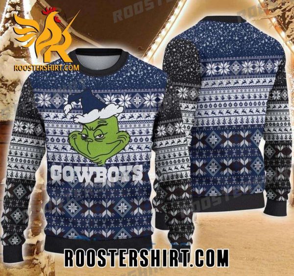 Funny Grinch Face Dallas Cowboys Ugly Sweater