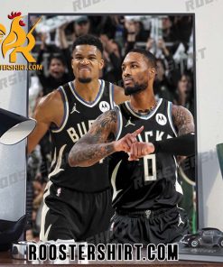 Giannis and Lillard together with the Bucks Poster Canvas