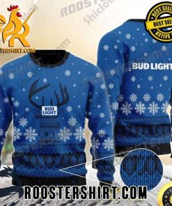 Happy Christmas Reindeer Snowflakes Bud Light Ugly Sweater