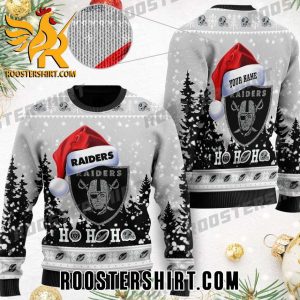 Las Vegas Raiders Logo Santa Hat Ho Ho Ho Christmas Ugly Sweater