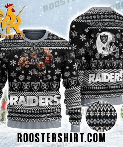 Las vegas Raiders Mascot And Helmet Ugly Christmas Sweater Gift For Raiders Fans