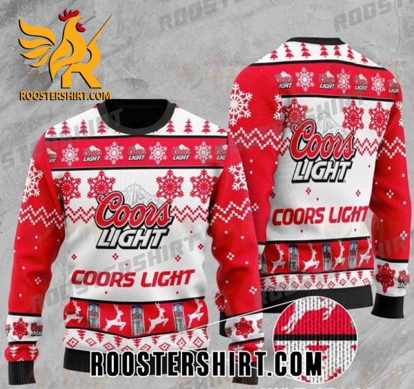Limited Edition Coors Light Beer Knitting Pattern 3D Print Ugly Christmas Sweater Gift For Beer Lover