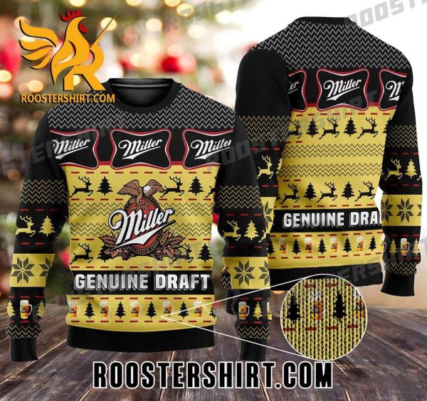 Limited Edition Miller Genuine Draft Beer Ugly Christmas Sweater