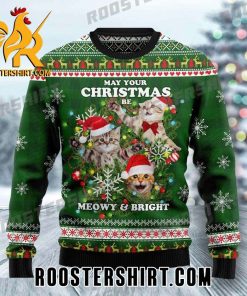 May Your Christmas Be Meowy And Bright Santa Cat Ugly Christmas Sweater