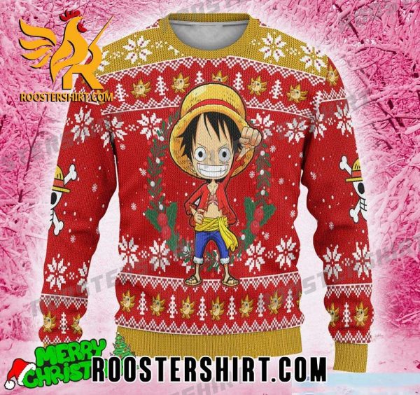 Monkey D. Luffy One Piece Chibi Anime Ugly Christmas Sweater