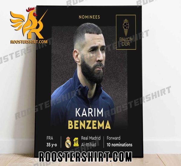 Nominated for the 2023 Ballon d’Or Karim Benzema Poster Canvas