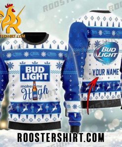 Personalized Bud Light Makes Me High Ugly Sweater
