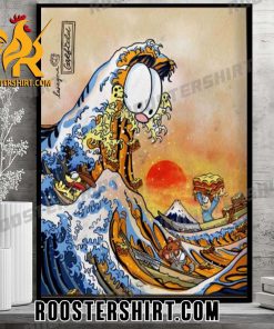 Quality Garfield Great Wave Of Lasagna Japanese Poster Canvas