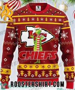 Quality NFL Kansas City Chiefs Logo With Grinch Santa Ugly Sweater