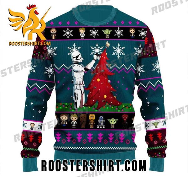 Stormtrooper Decorates Christmas Tree Star Wars Ugly Sweater