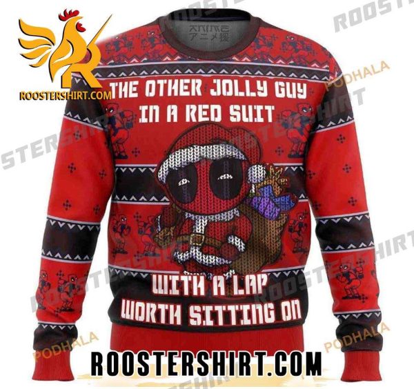 The Other Jolly Guy In A Red Suit With A Lap Worth Sitting On Deadpool Marvel Ugly Christmas Sweater