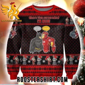 Whats Your Superpower Im Rich Batman And Iron Man Marvel Ugly Christmas Sweater