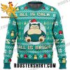 All Is Calm All Is Bright Snorlax Santa Hat Pokemon Ugly Christmas Sweater