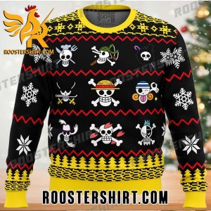 Anime One Piece Pirate Flags Pattern Ugly Sweater